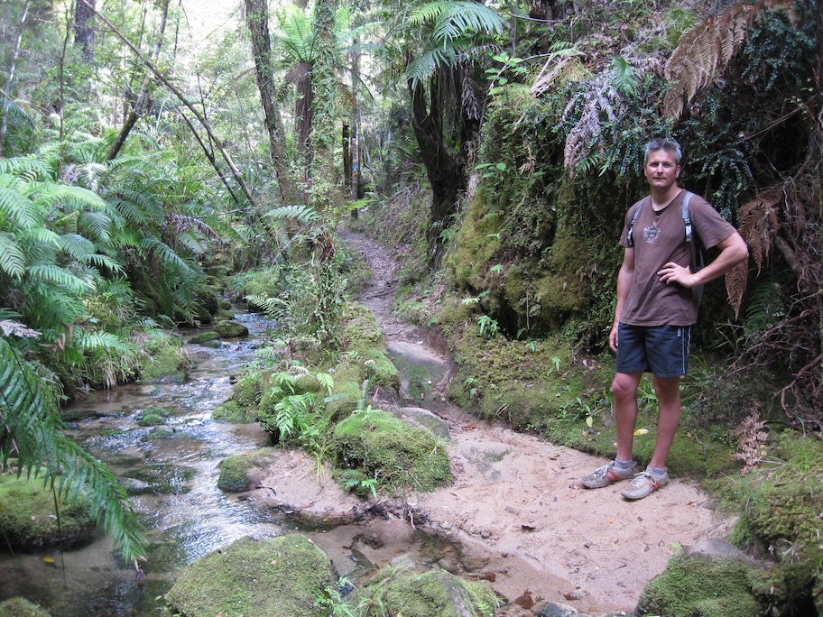 Mike on the pretty Falls River Track