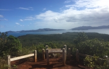 Much needed exercise on the trail up to the lighthouse overlooking the South Pacific