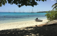 Look at all the ARC Rally boats in the bay - not enough room to swing an anchor!