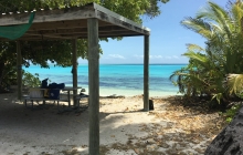 Lots of little shelters on direction Island with BBQ pits, showers and toilets! That's the Australian influence for you.