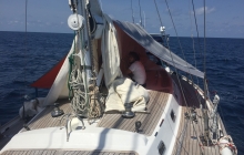 2 days spent repairing our close-to-death Genoa in the blazing sun