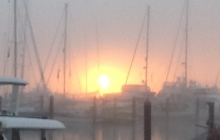 Sunrise in the beautifully still but foggy morning a few hours ago.