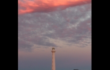 The classic outline of Amadee Lighthouse at sunset. 